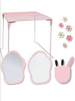 Pink Locker Organizer Set with Mirrors and Accessories