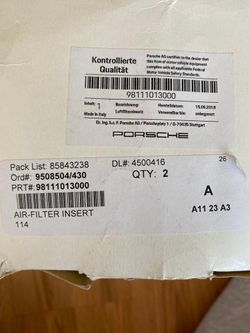 Porsche Air Filter - (contact info removed)3000