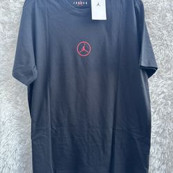 New Jordan Black Tee with Red Logo short sleeve 