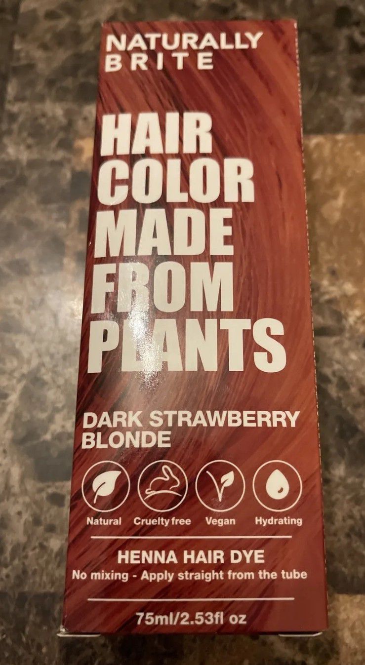 New NATURALLY BRITE Hair Color Made From Plants, Henna - Dark Strawberry Blonde