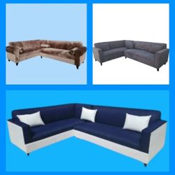 BRAND NEW 7X9FT SECTIONAL COUCHES SOFA. Domino Navy FABRIC COMBO 