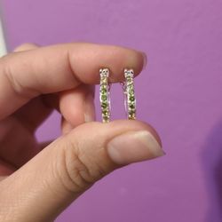 Simulated Peridot Hoop Earrings!