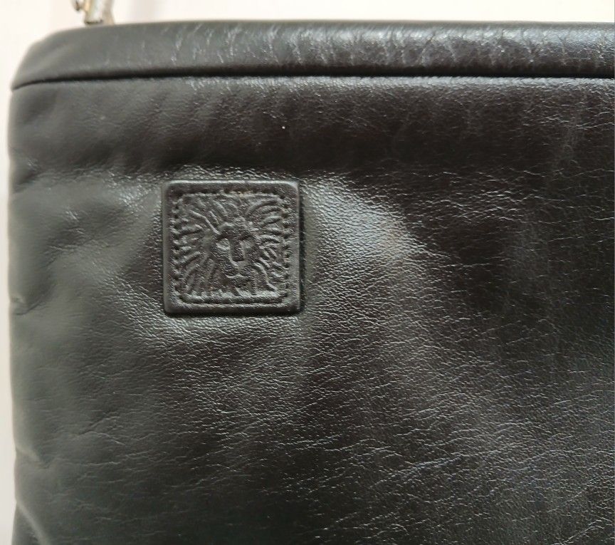 Vintage Anne Klein Calderon Black Leather Clutch With Removable Strap