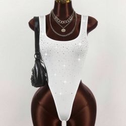 SHEIN White Rhinestone Bodysuit