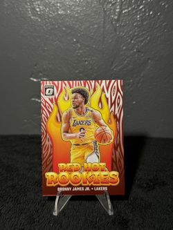 2024-25 Donruss Optic Bronny James Jr. 🔥Red Hot Rookies Holo RC #8 Lakers  