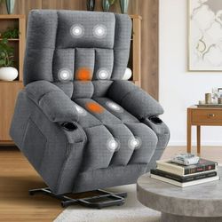 Recliner Chair with Massage and Heating, Home Theater Seating with Lumbar Support, Adjustable Electric Power Lift Chairs, Gray