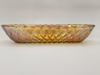 Vintage Amber Carnival Glass Dish 