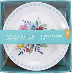 New! Melamine Pioneer Woman Mingling Board Set, 4 Plates Floral 7.87" Diameter NEW