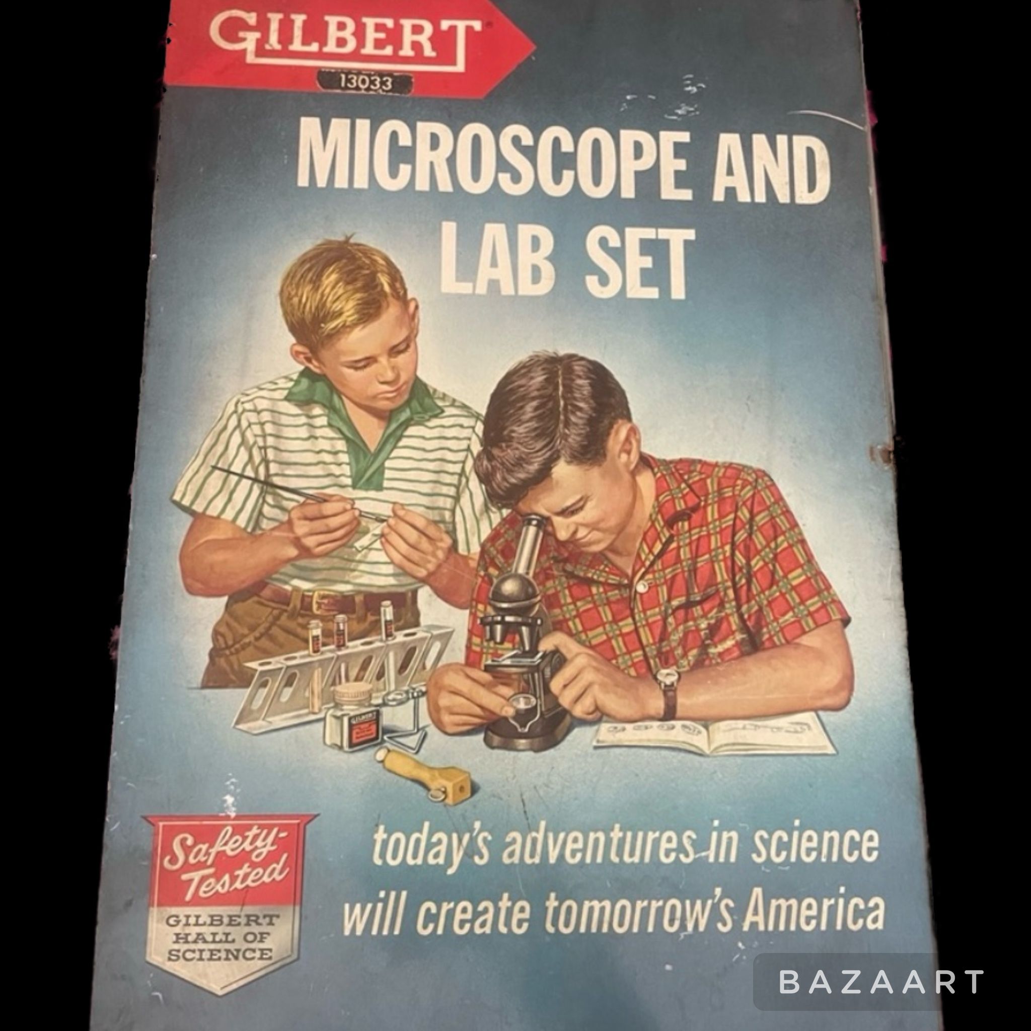 Vintage 1958 Gilbert 13024 Microscope And Lab Set Pyrex