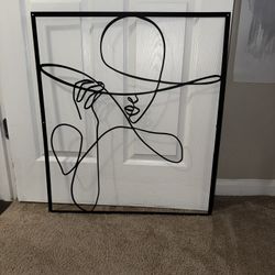 Black Metal Wall Art – Modern Line Drawing-moving Sale 
