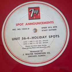 Vintage 1950s 7up Holiday Commercials Radio Promo Record