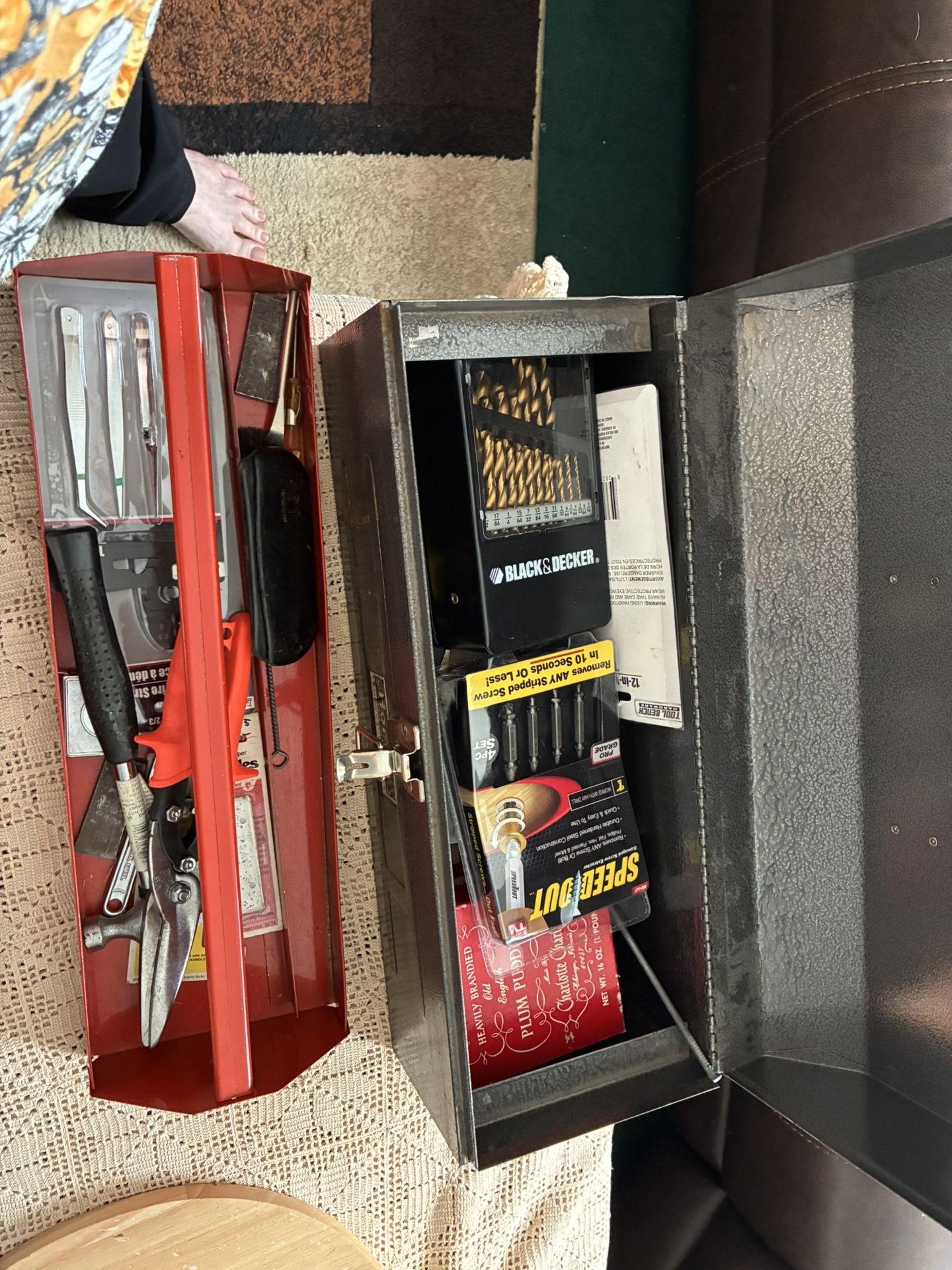 $65-Toolbox with average amount of odds and ends tools. I threw in three more items free that came from the dollar store that we got last year and did