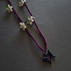 Crochet Bead Flower Necklace 