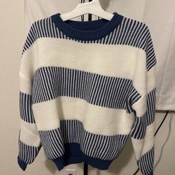 Blue And White Striped Sweater 