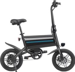 14" Folding Electric Bike, Max Range 25Miles/Speed 15.5Mph, Power by  500W Motor .Adjustable Seat & Dual Fenders.
