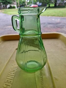 Vintage uranium glass syrup dispenser