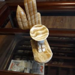 Vtg. Onyx Marble Mexican  Siesta Sleeping Man/Cactus