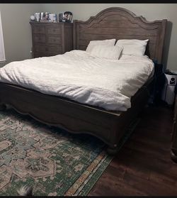 Ashley Cal king bed frame including box springs and mattress $350