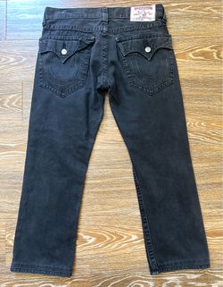 True Religion Ricky Relaxed Straight Black Jeans Mens Size 33