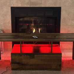 VERYKE TV Stand with LED Lights Modern Entertainment Center Media Stand with Drawer and Open Glass Shelf 