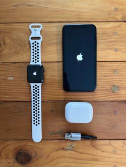 Complete Apple Tech Bundle: iPhone 11 (256GB), AirPods Pro Gen 1, Watch Series 3 + Extras