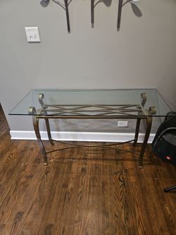 Rectangular glass top console table