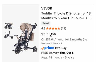 Vevor Tricycle 7-in-1 Kids Trike