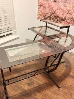 L Shaped Glass Desk 