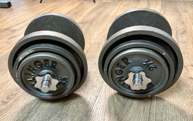 Adjustable Standard Cast Iron Dumbbells Bollinger.  80 lbs total