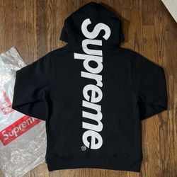 Supreme Satin Applique Hooded Sweatshirt Black🔥