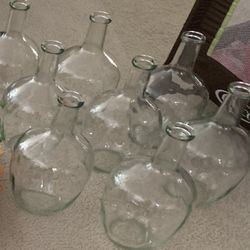 8 Clear Glass Decor Vases 
