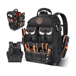 LOKASS Backpack Tool Bag Heavy Duty Organizer, Black NEW w Tag