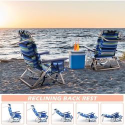 Backpack Beach Chairs for Adults,Portable Folding Camping Chair with Cup Holder & Towel Rack