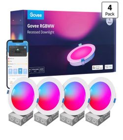 Govee Smart Recessed Lighting 6 Inch, Wi-Fi Bluetooth Direct Connect RGBWW LED Downlight, 65 Scene Mode, Canless Recessed Light Work with Alexa & Goog