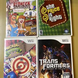 Nintendo Wii Game Lot (transformers,the price Is Right ,arcade Shooter,red neck Shooter)