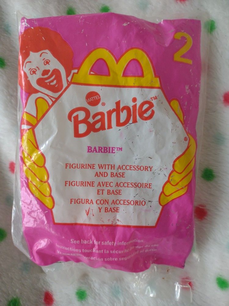 1998 McDonald's Happy Meal #2 Barbie Figurine W Accessory And Base