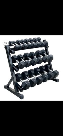 Dumbbell Set 5-45lb with 3-Tier Rack (450lb total)