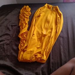 Cute Casual Yellow Long Pants Dress