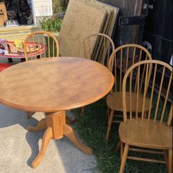 Solid Wood Oak Table And 4 Chairs