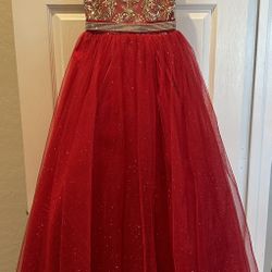 Red And Gold Girl Dress Size 10