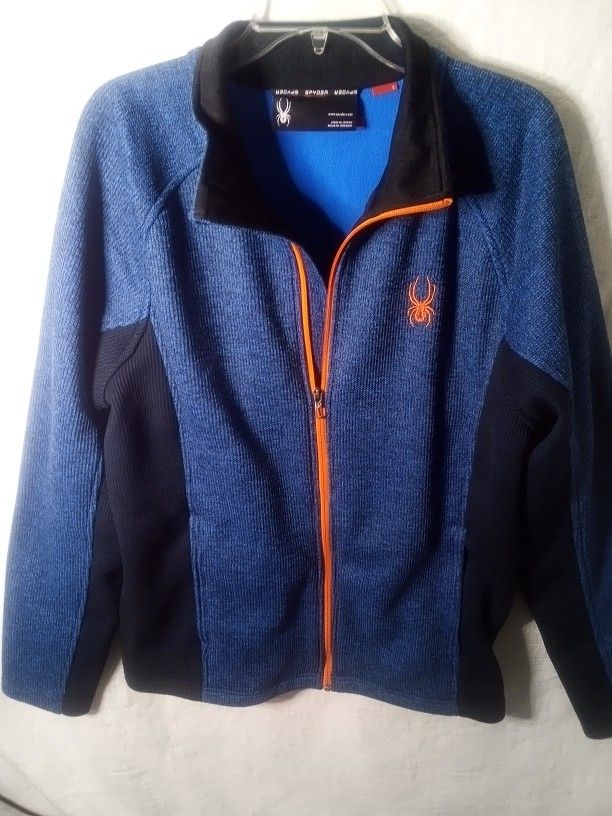 Spyder Blue Orange Stryke Fleece Jacket Men’s Large Mid Weight
