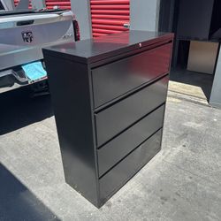 Black 4-Drawer Lateral File Cabinet – Heavy Duty Metal