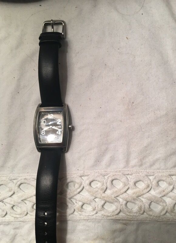 Black leather band DKNY watch