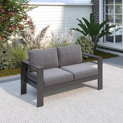 NEW Solaste Outdoor Loveseat Aluminum Patio Furniture Sofa, All-Weather Metal Outdoor Couch