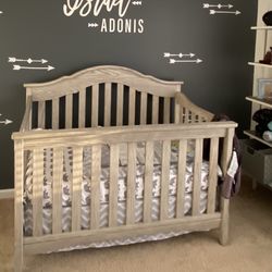 Delta Farmhouse Baby Convertible Crib With Marching Dresser And Book Shelf