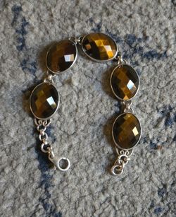 Tiger Eyes faceted sterling Silver link bracelet Culver City area