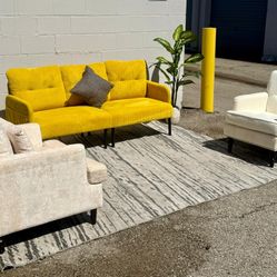🔥 BRAND NEW 3PC SOFA SET + FREE DELIVERY 🚚 | Modern Yellow Couch + 2 Chairs | No Deposit | Pay at Delivery 🔥