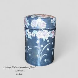 Vintage Chinese Floral Porcelain  Canister 