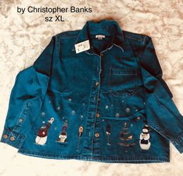Winter theme denim buttoned shirt