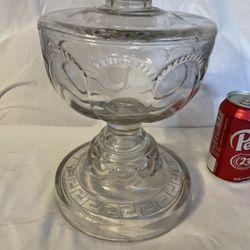 Antique Kerosene Lamp, Greek Key Base